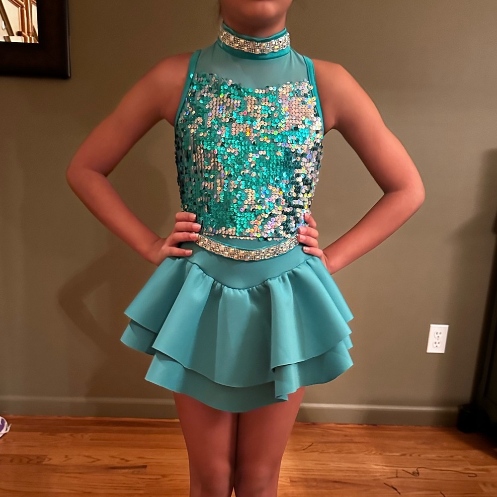 Beautiful dance costume w/ sequin top, sequin belt(attached) underwear attached